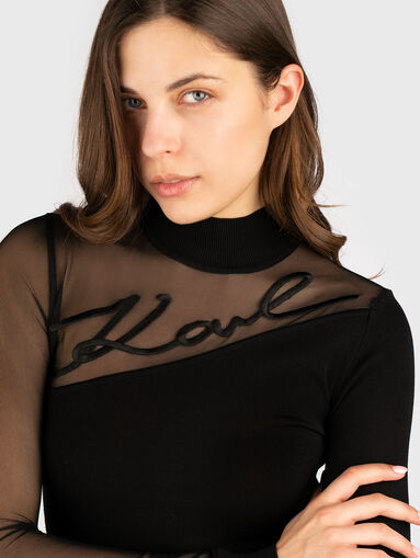 Blouse with sheer effect and logo - 3
