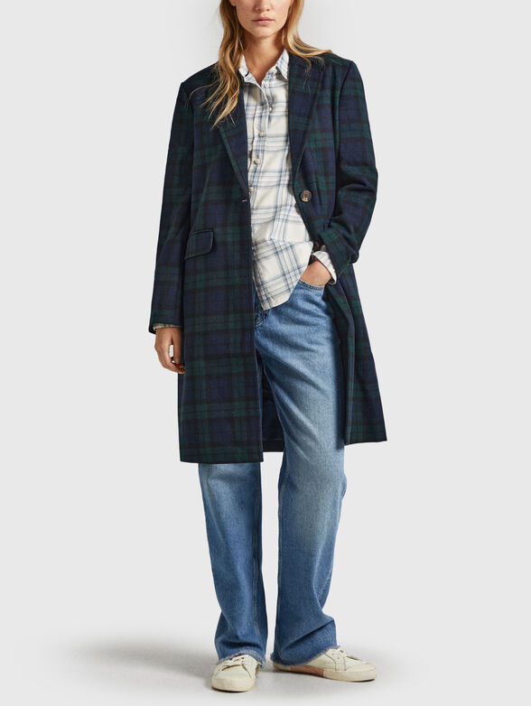 EILEEN coat in wool blend with checked print - 1