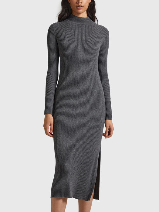 Black midi dress with slit 