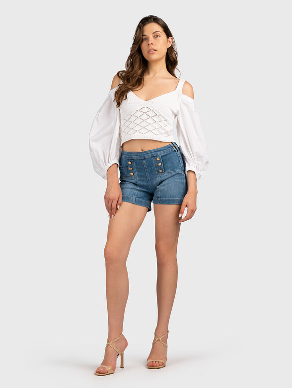 Crochet puff sleeve blouse  - 0