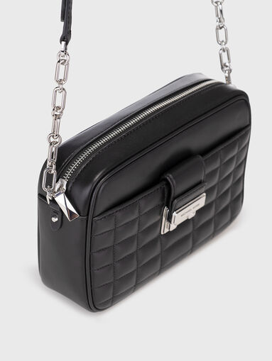 Leather crossbody bag with quilted effect - 4