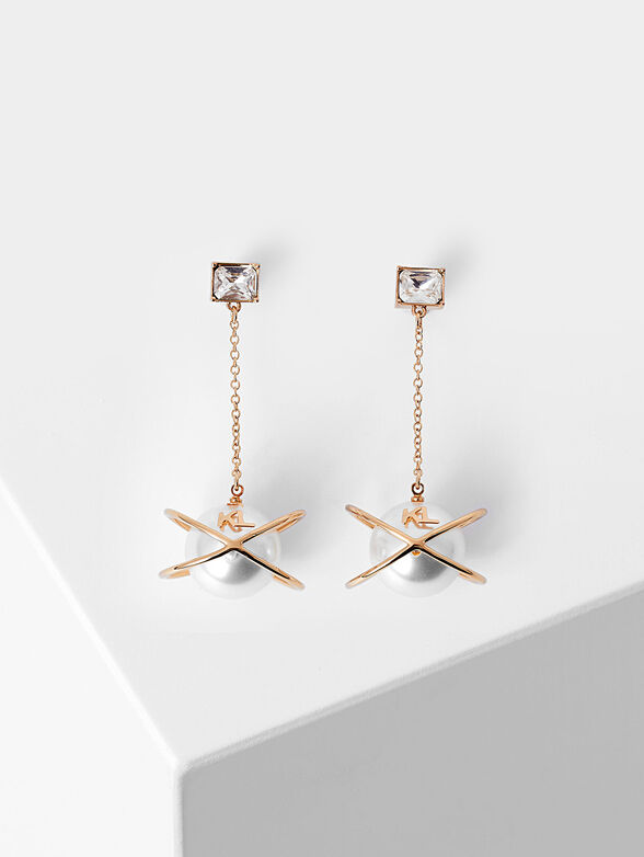Pearl earrings with logo detail - 1