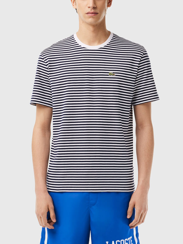Striped T-shirt with logo embroidery - 1