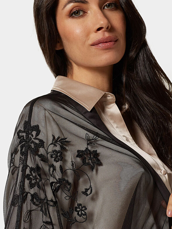 MODERN II black kimono with floral accents - 3