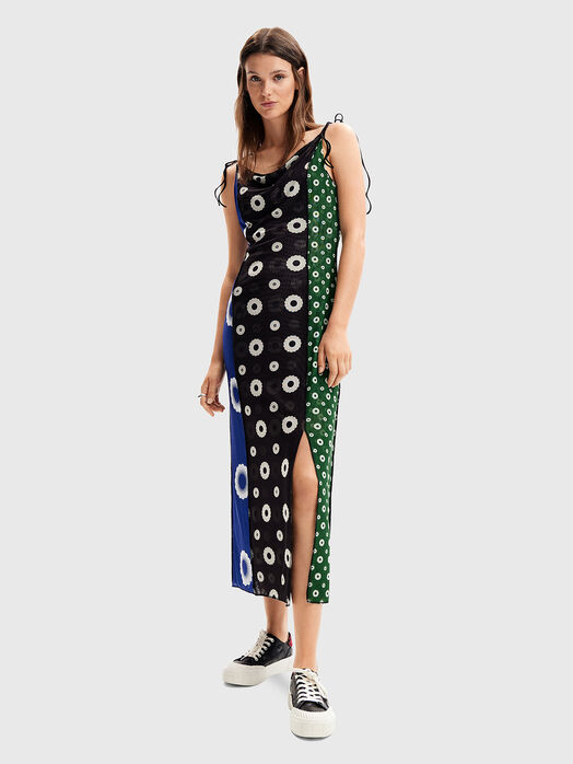 Midi dress with draped neckline