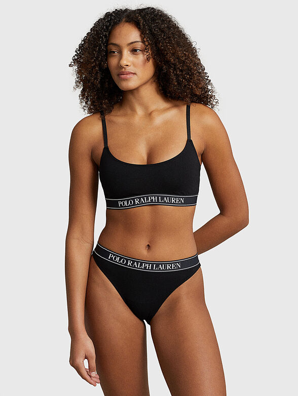 Black sports bralette with logo accent - 2