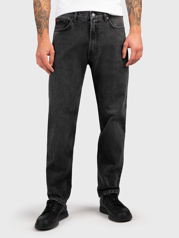 Grey jeans with logo patch - 1