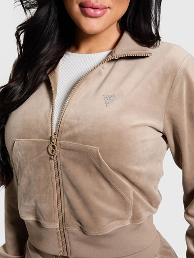Velvet sweatshirt with logo detail - 5