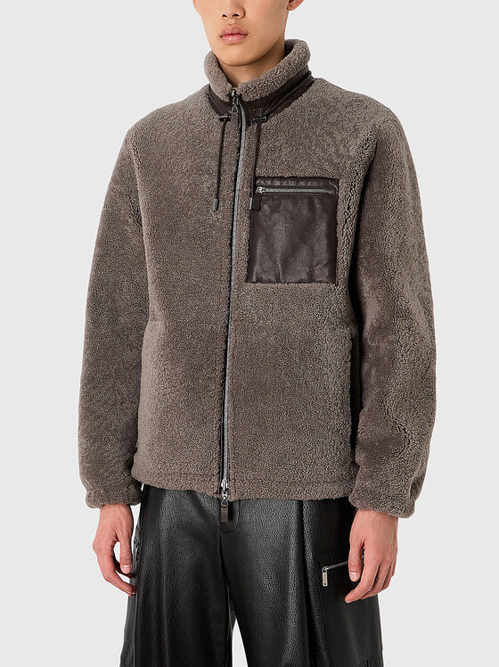 Double faced leather jacket with pockets - 1