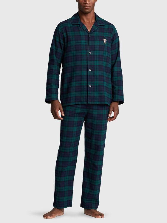 Two-piece cotton pyjamas with checked print - 1