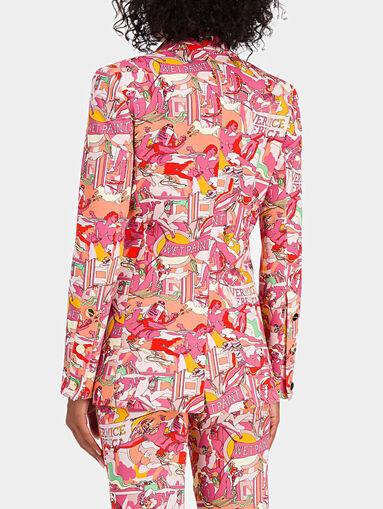 Blazer with art print in pink shades - 4