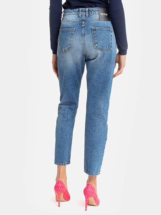 Shortened straight jeans with logo print - 2