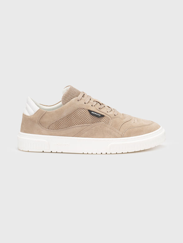 Suede sports shoes with logo - 0