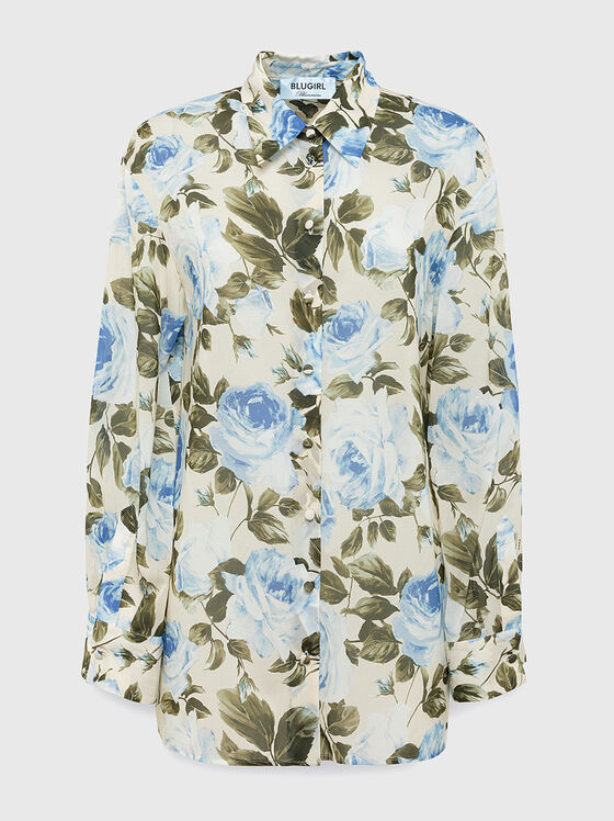 Long-sleeved shirt with floral print - 1