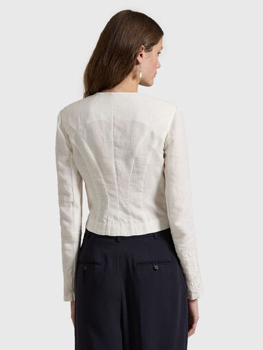 Linen jacket with floral embroidery - 2