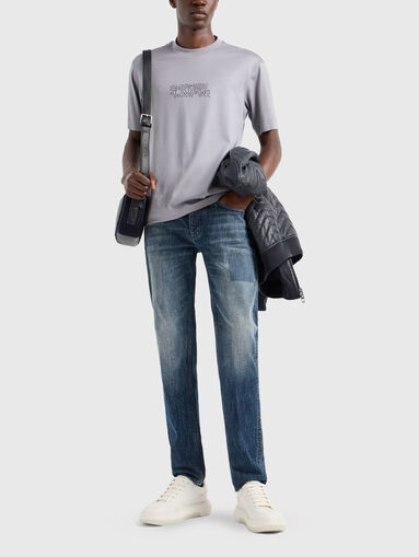 Blue jeans with washed effect and logo - 4