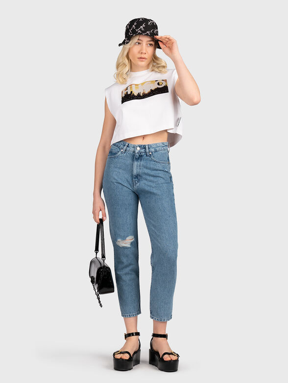 Blue jeans with distressed effect - 4