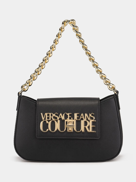 Black eco leather bag with metal logo - 1