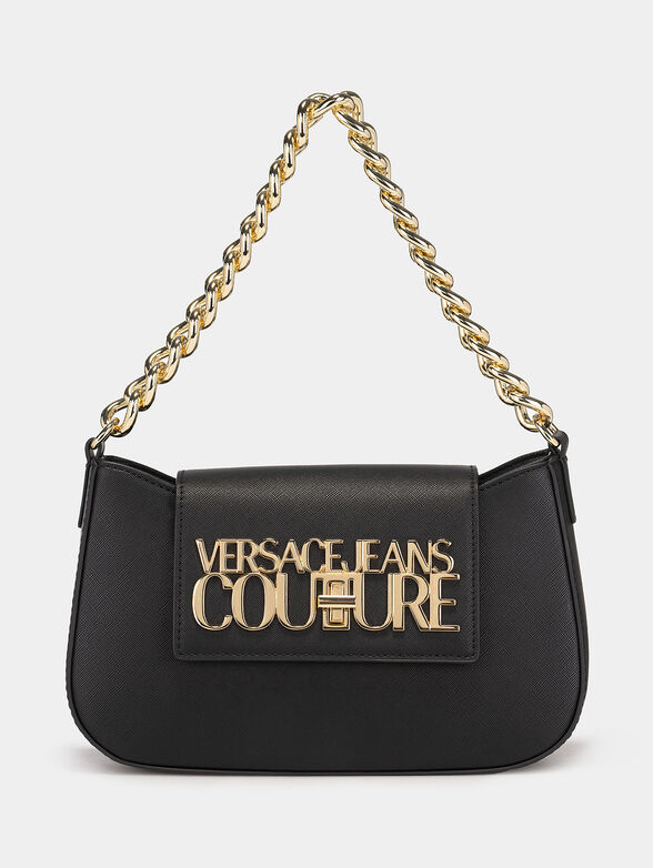 Black eco leather bag with metal logo - 1
