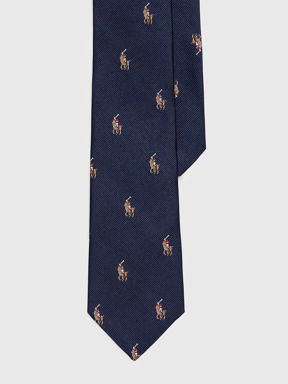Silk tie with logo embroidery - 1