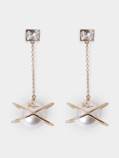 Pearl earrings with logo detail - 3