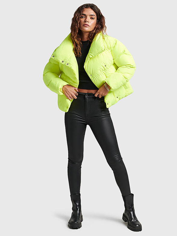 Padded jacket with high collar in fuxia color - 6