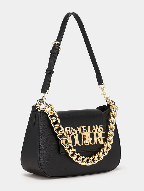 Black eco leather bag with metal logo - 5