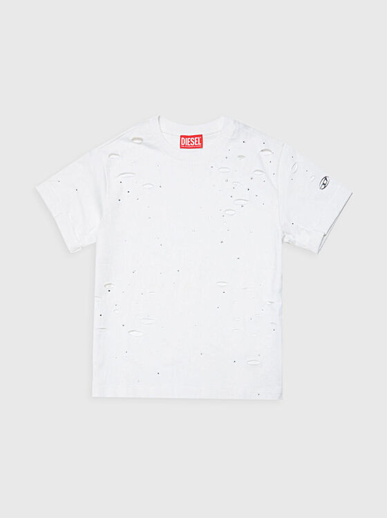 White T-shirt with distressed effect - 1