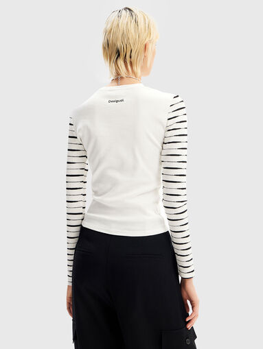 White blouse with oval neckline  - 2