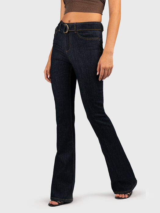 Dark blue jeans with belt