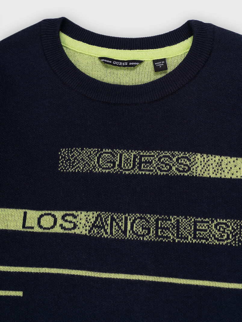 Blue sweater with contrasting logo motif - 3