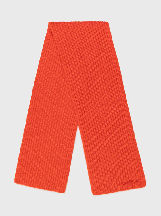 Knitted scarf in orange color with logo detail - 1