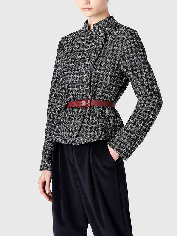 Cropped jacket with belt - 0