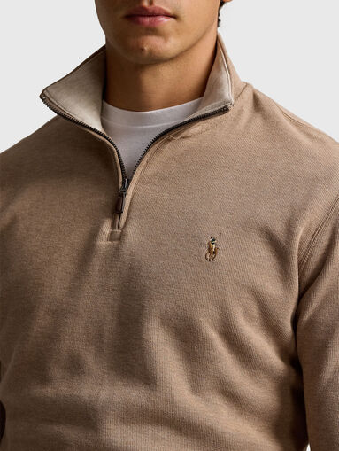 Sweater in cotton with zip collar - 3