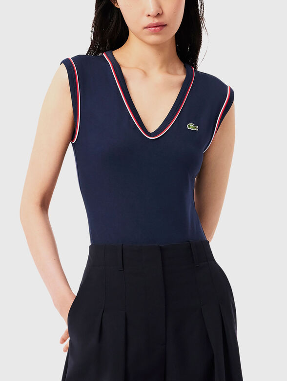 Cotton bodysuit with accent back and logo - 0