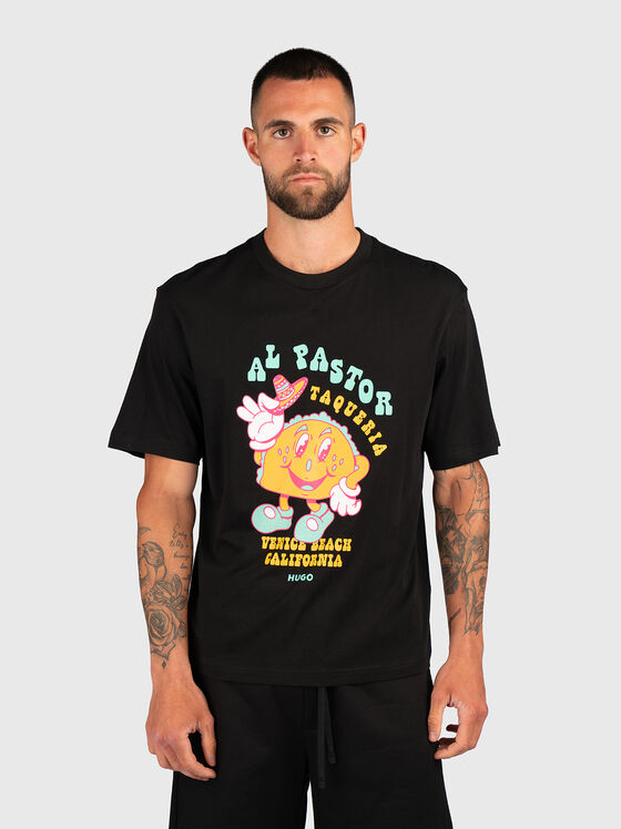 T-shirt with oval neckline and print - 1