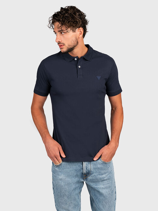 Polo-shirt in black with accent lettering  