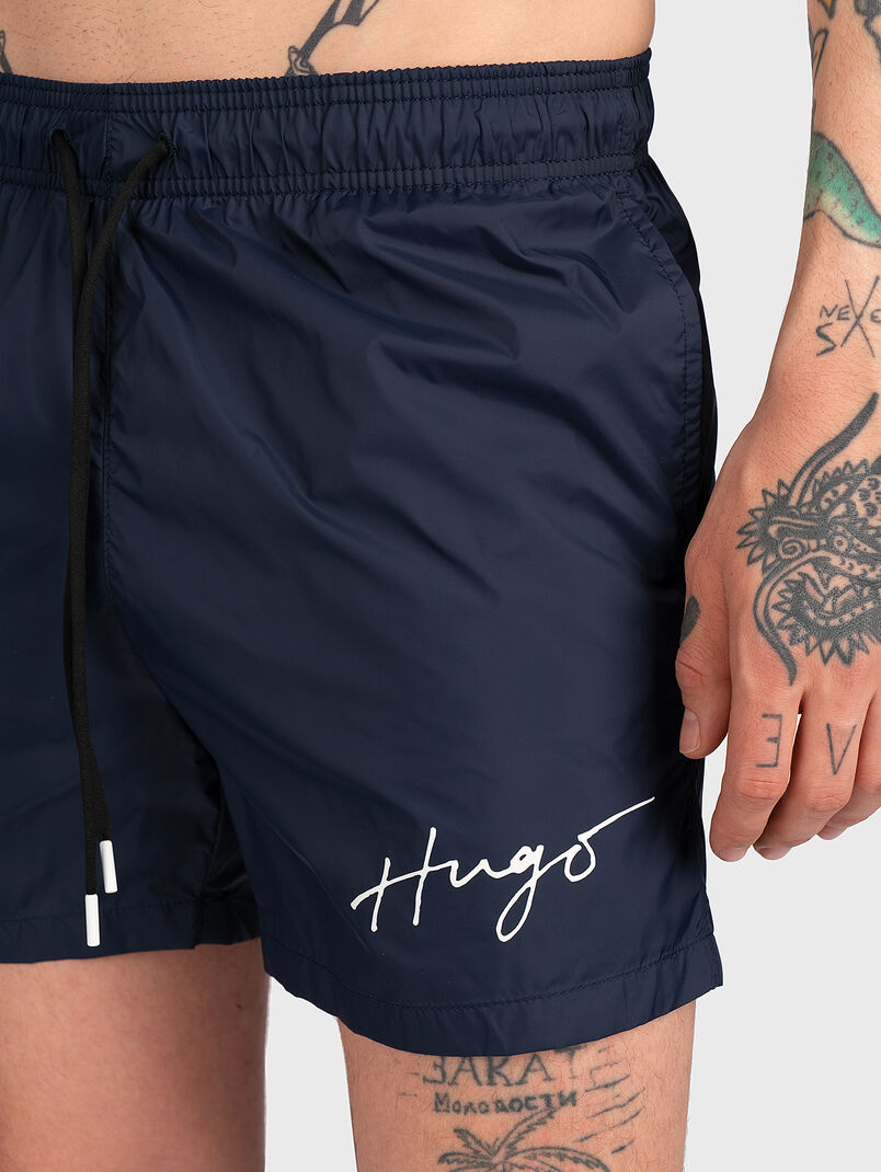 PAOL blue beach shorts with logo print - 3