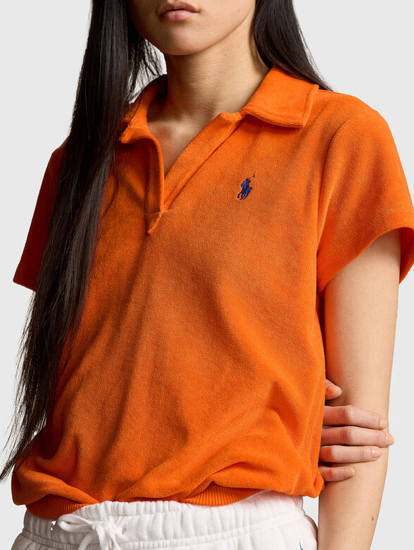 Orange plush polo shirt - 3