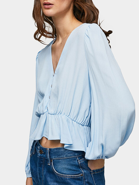 EDITA blue blouse with puff sleeve - 4