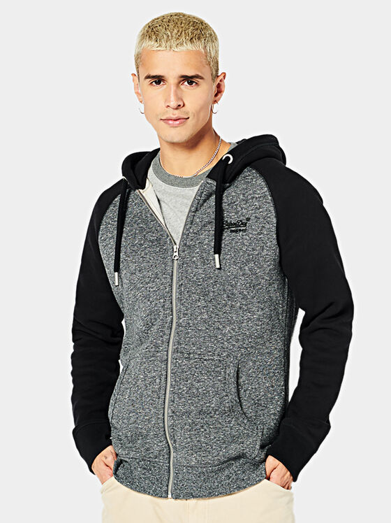 Sweatshirt with zipper and hood - 1