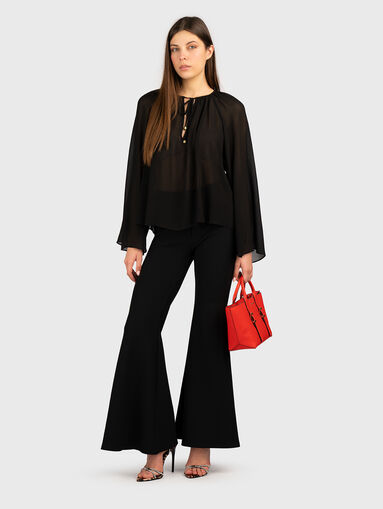 Long sleeve blouse with sheer effect - 2
