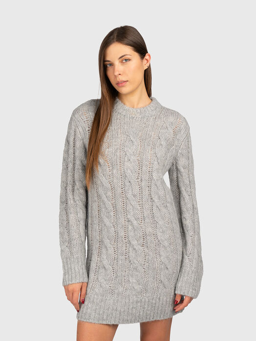 Wool blend dress with round neck