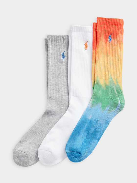 Three pairs of socks with colorful logo accents - 1
