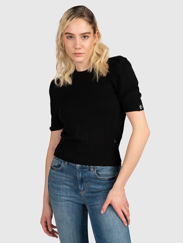 EMMA black sweater with puff sleeves - 1