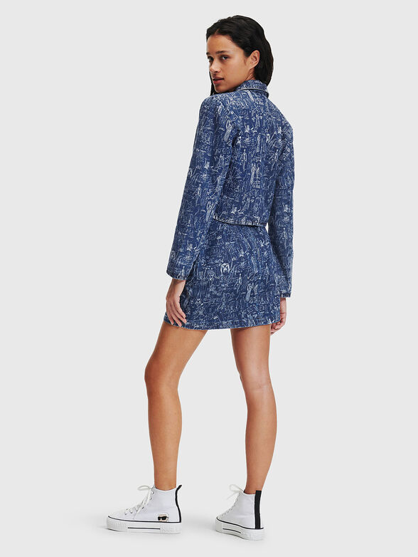 Denim mini skirt with artistic print - 2