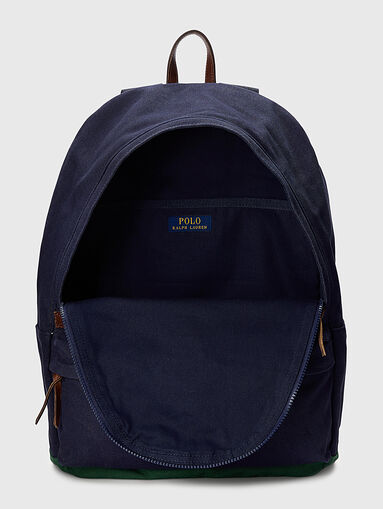 Dark blue backpack with leather details - 3