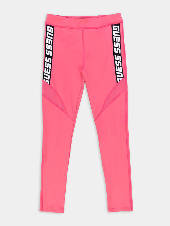 Leggings in pink color with contast logo bands - 1