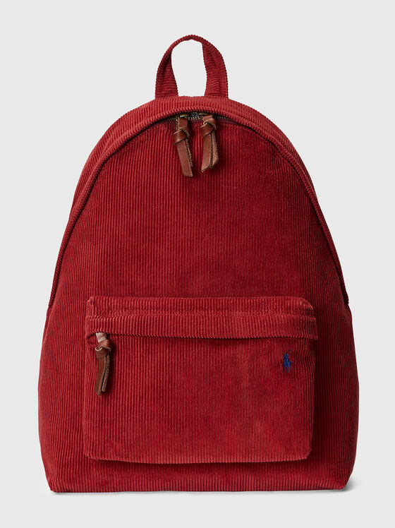 Backpack in red colour with velvet texture - 1