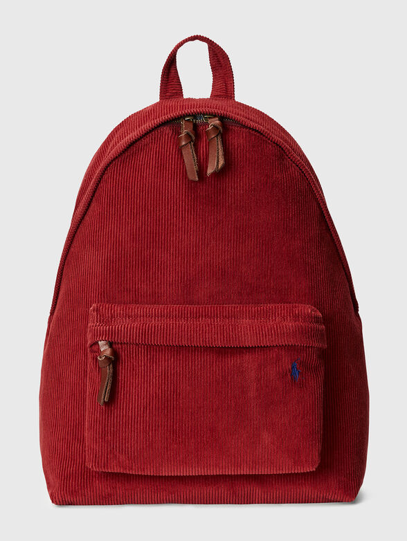Backpack in red colour with velvet texture - 1